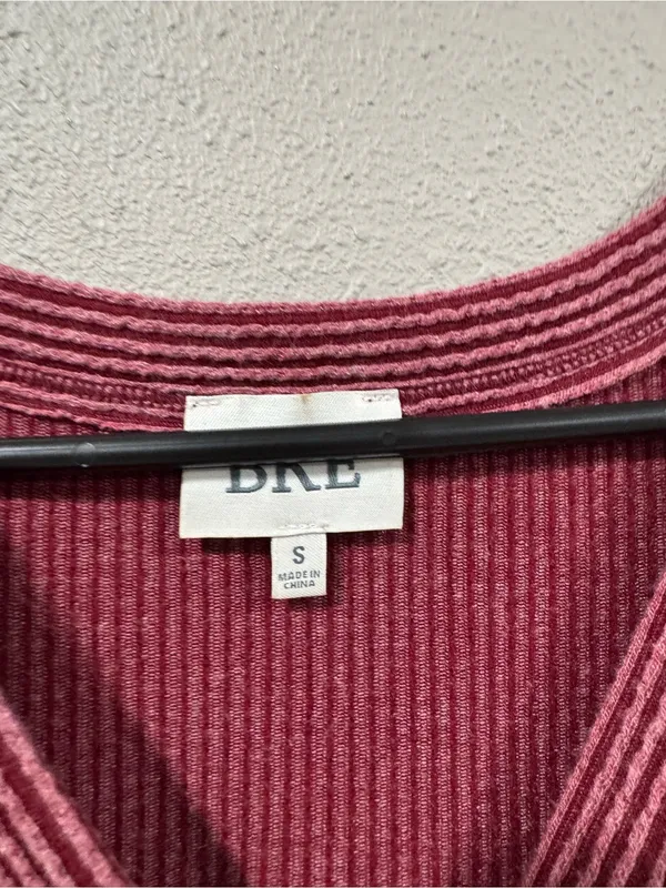 BKE Ribbed Henley Tank Top in Burgundy - Image 3