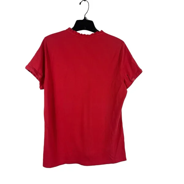 Polo Jeans Co Ralph Lauren XL Coral Ruffle Polo Shirt Cotton Short Sleeve - Image 5