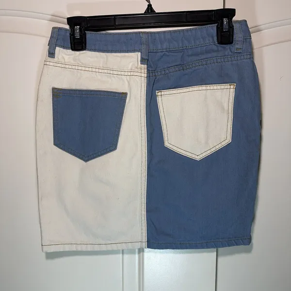Urban Outfitters BDG Colorblock Denim Skirt Jean Skirt Small Retro 90s‎ White - Image 3