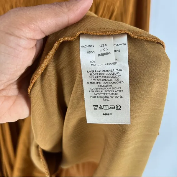 Anthropologie Maeve Saniya Mini Dress Pleated Satin Ruffle‎ Trim Feminine - Image 12