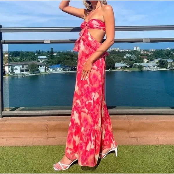 Gianni Bini Cherry Myra Halter Cutout Maxi Dress Sz.10 NWT - Image 3