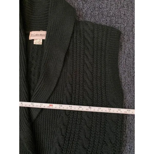Vintage JH Collectibles Wool Dark Green Shawl Collar Knit Blouse M - Image 8