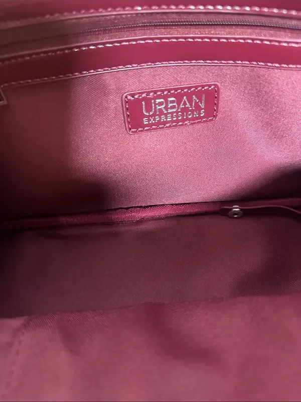 Urban Expression Patent Burgundy Top-Handle Satchel - Image 10