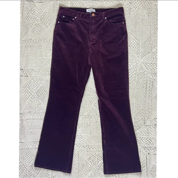 & OTHER STORIES Women’s Corduroy High Rise Crop Flare Pants Red‎ Cranberry Sz 10 - Image 4