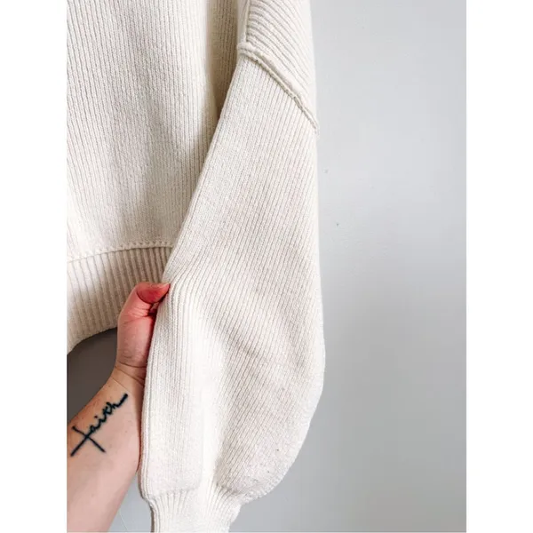 Free People Ivory Easy Street Ribbed Sweater S - Image 7