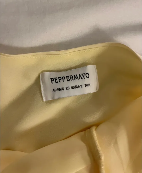 Peppermayo Heavy Hearted Satin Maxi Dress Yellow - Image 4