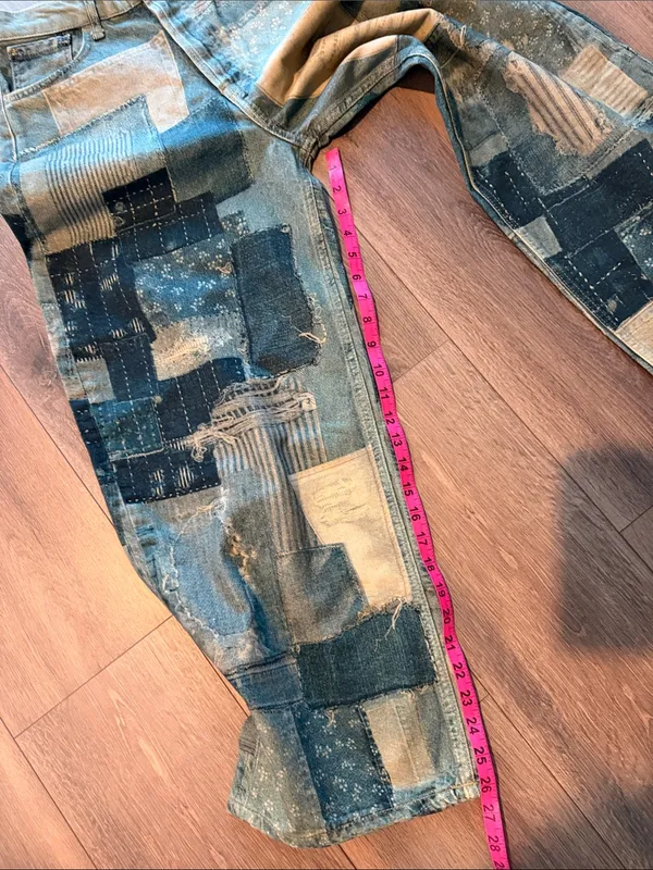 Free People Illusions Patchwork Barrel Jeans- size 25 - Image 10