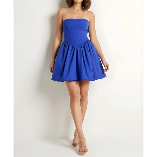 AMANDA UPRICHARD Pompeo Strapless Mini Dress, Cobalt, Medium - Image 4