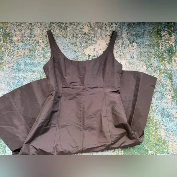 Vintage Y2K J. Crew brown silk holiday sleeveless dress, size 12 - Image 9