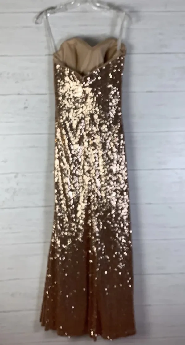 Christina Wu Celebration rose gold strapless sequin dress size 8 - Image 5