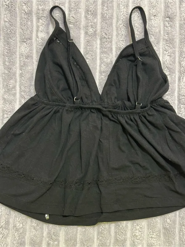 Wild Fable Black Lace-Trim Babydoll Top — Size XL - Image 4
