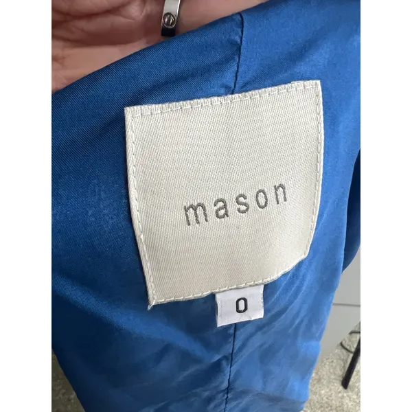 Mason by Michelle‎ Mason Mini Silk Slip Dress 0 Blue Halter Lined - Image 6