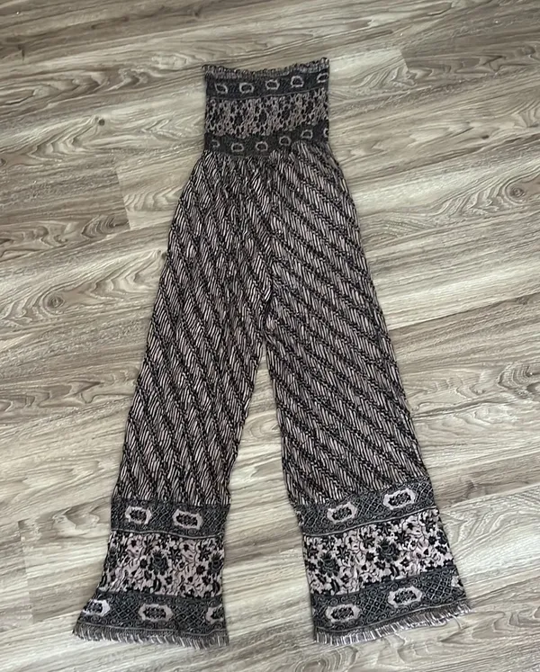 Free People Vintage Strapless Smocked Tube Wide Leg Jumpsuit - Image 5