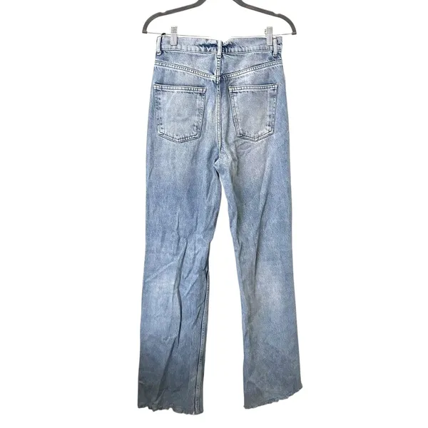 ZARA Faded High Waist Straight‎ Fit Denim Sz 4 - Image 2