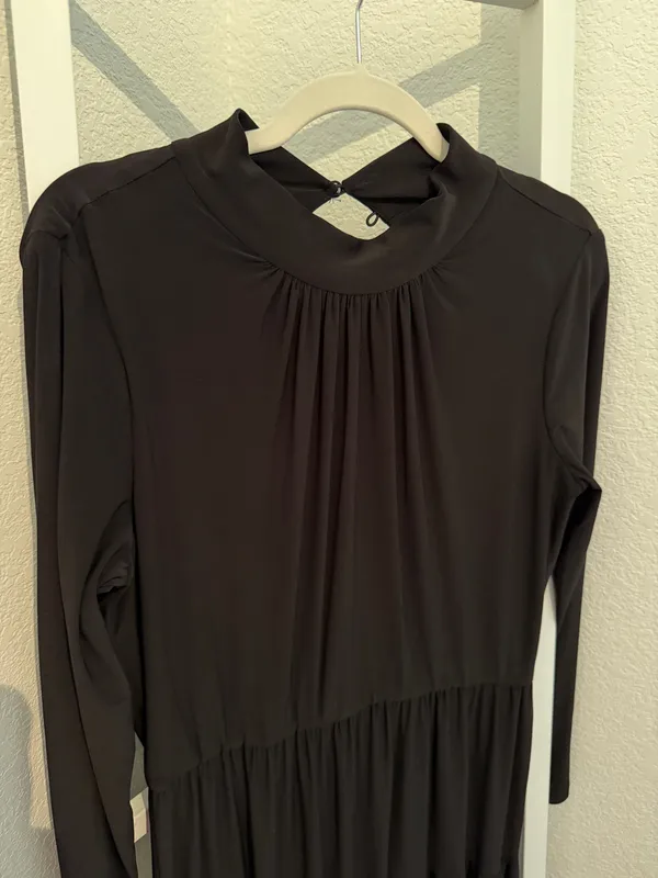 Taylor Black Long Sleeve Tiered Maxi Dress Open Back - Image 2