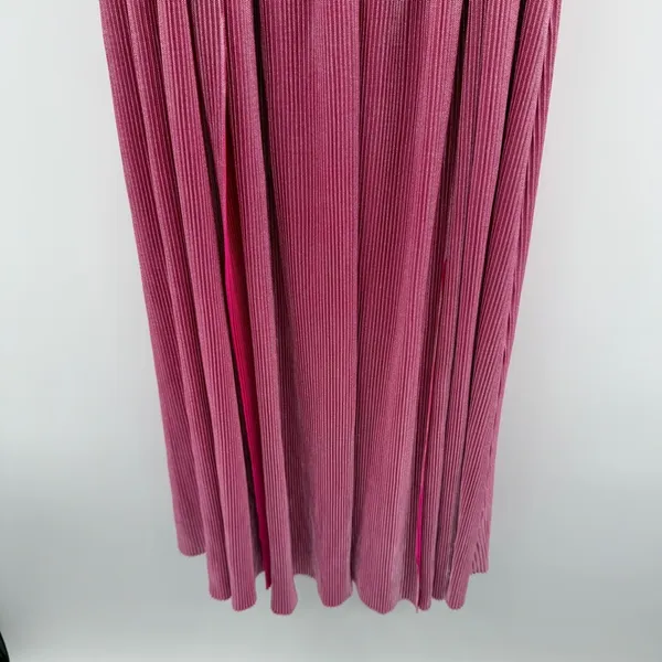 Bronx & Banco Sonny Strapless Cut Out High Slit Maxi Dress Gown in Metallic Rose - Image 5