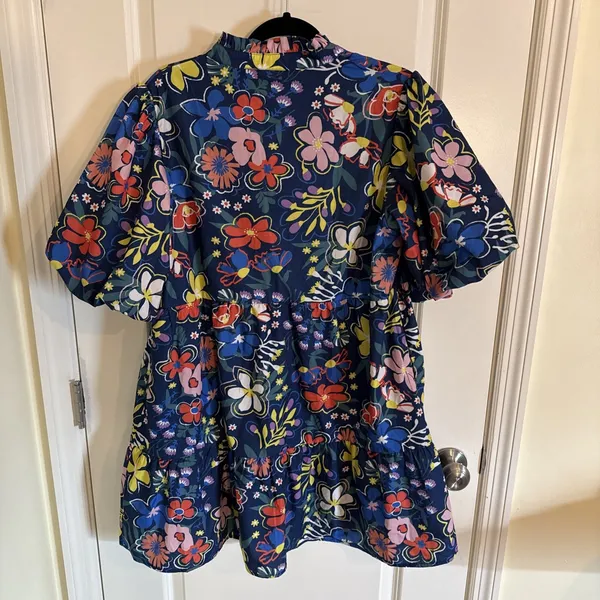 Shop The Mint When You Know Navy Blue Floral Babydoll Mini Dress Size XL - Image 5