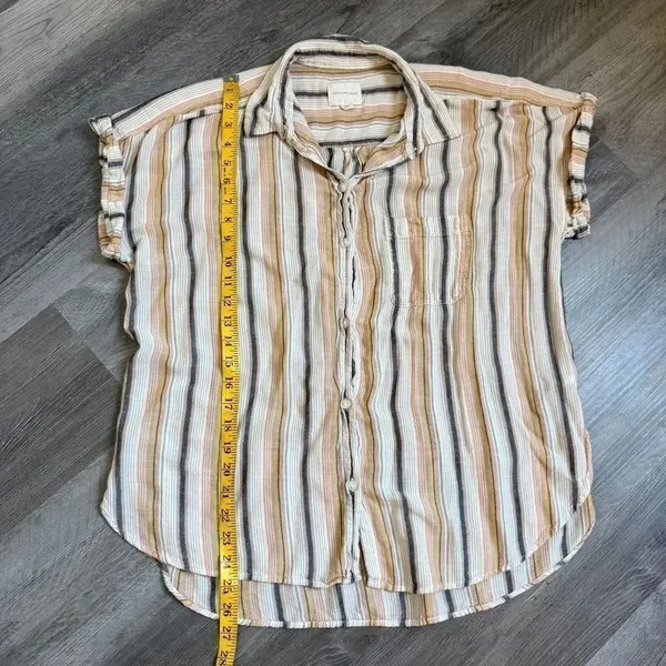 American Eagle Button Down Shirt Stripe Hi Lo Viscose Large - Image 10