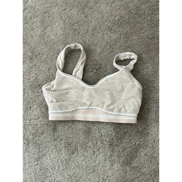 Alo Yoga Alosoft Heart Throb Bra Pink Quartz Heather/White XS Pastel - Image 2