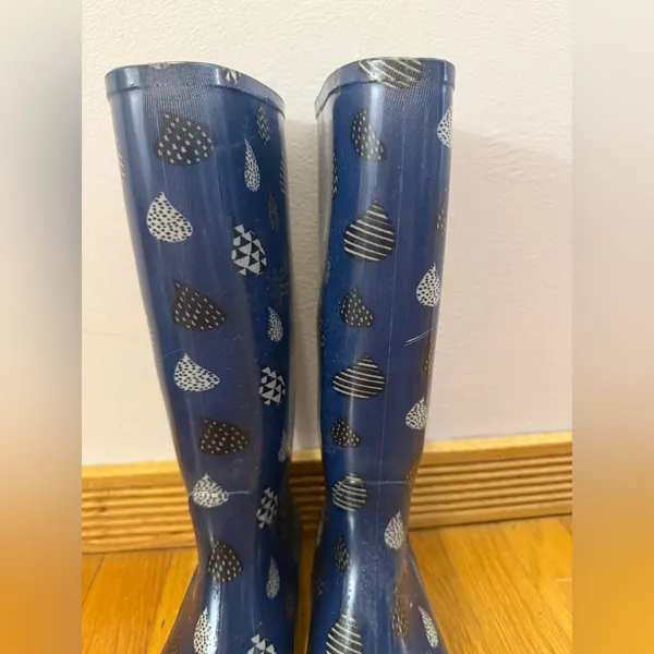 Toms Raindrop Print Rain Boots Wellies Size 8 - Image 3