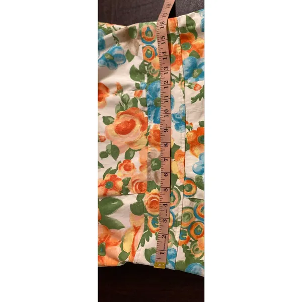 Charter Club Sz 12 Floral Watercolor Cotton Sheath Dress Orange Blue Sleeveless - Image 6