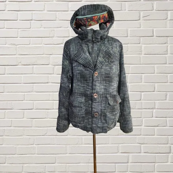 B by Burton Wool Blend Tweed Large – Hooded, Floral Lining, Warm Snowboard Coat - Image 2