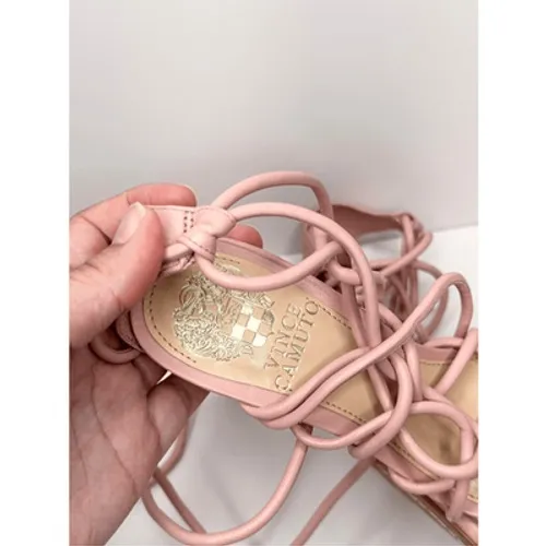 Vince Camuto Pink Strappy Lace Up Heels Square Toe Knotted Sandals Size 5.5 - Image 6