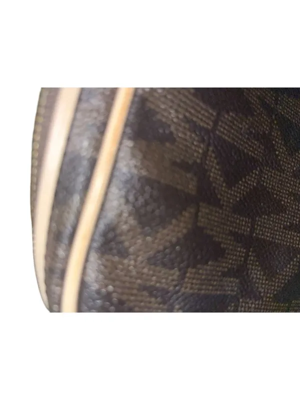 Michael Kors Jet Set Travel Crossbody Bag Brown MK Monogram Small Gold Chain Use - Image 15