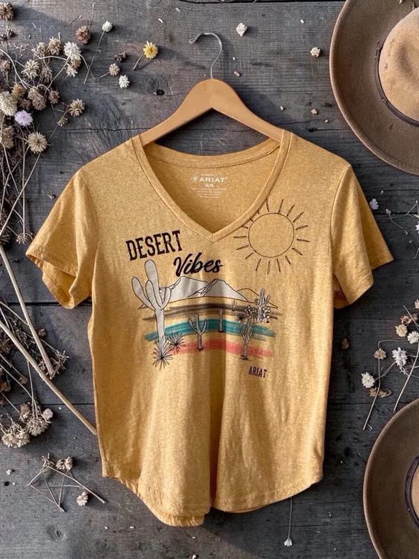 Ariat, Desert Vibes Graphic Tee, Women, Medium, Western/Boho, Yellow - Image 3
