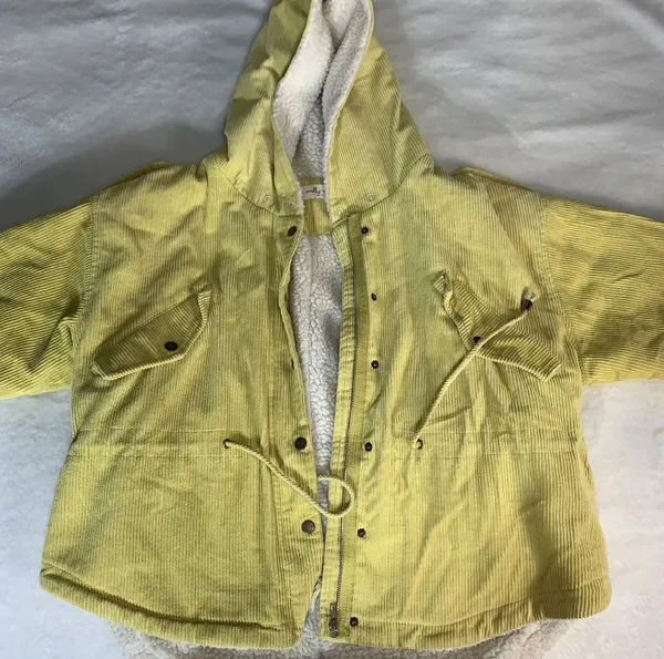 Molly Green yellow hooded sherpa corduroy jacket size Small - Image 7