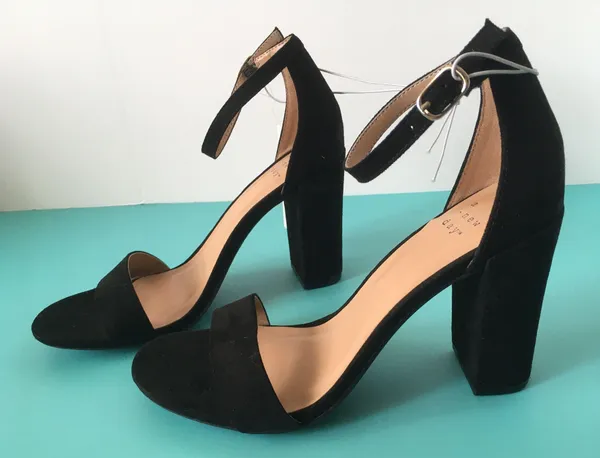 Black Suede Heels, Size 6 1/2 - Image 2