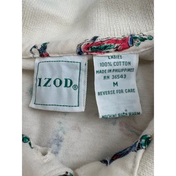 Vintage IZOD Women's Polo Shirt M Golf Print‎ Multicolor Casual Spring - Image 3