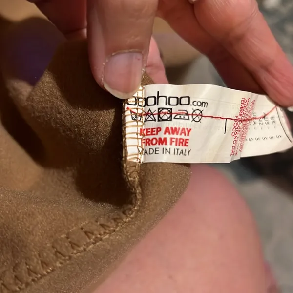Boohoo Classic Tan Double-Breasted Coat size Small made in Italy - Image 14