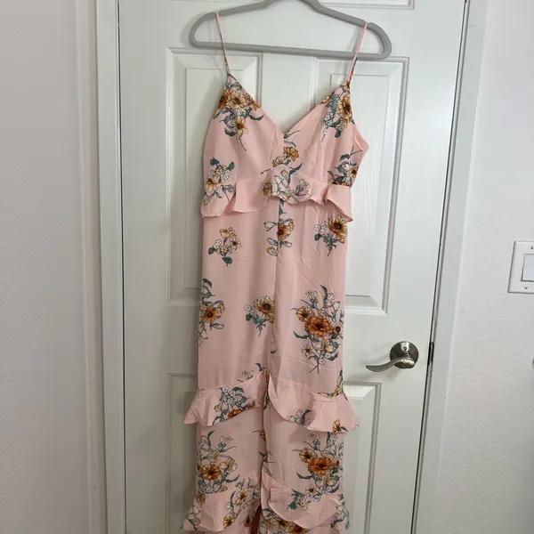 Lush Clothing Pink‎ Sundress with Spaghetti Straps and V-Neckline - Image 3
