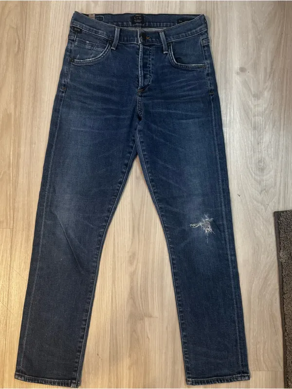 Citizens of Humanity Elsa Mid-Rise Skinny Crop Jeans dark wash ripped size 24 - Image 2