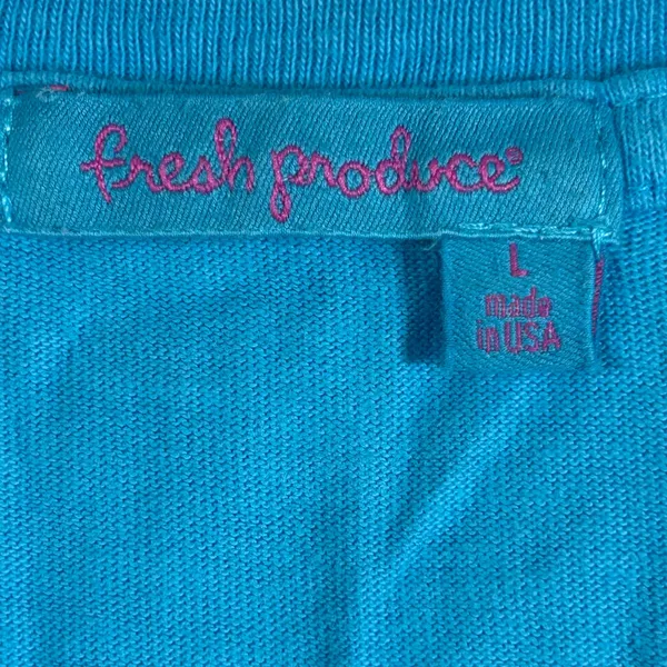 Fresh Produce Womens Blue Beach House Graphic T-Shirt Cotton USA Made Large - Image 5