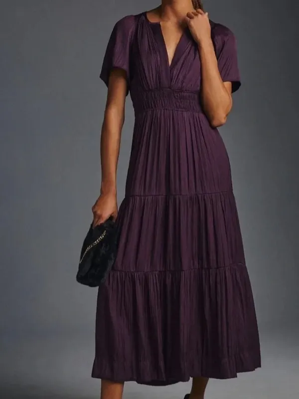 NWT Anthropologie Somerset Maxi in Dark Purple Satin Lumensilk Edition Dress S - Image 4
