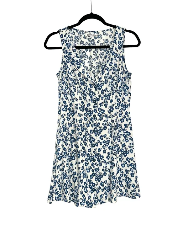 Reformation Rilynn White Blue Floral V-Neck Sleeveless Mini Dress 6 - Image 3