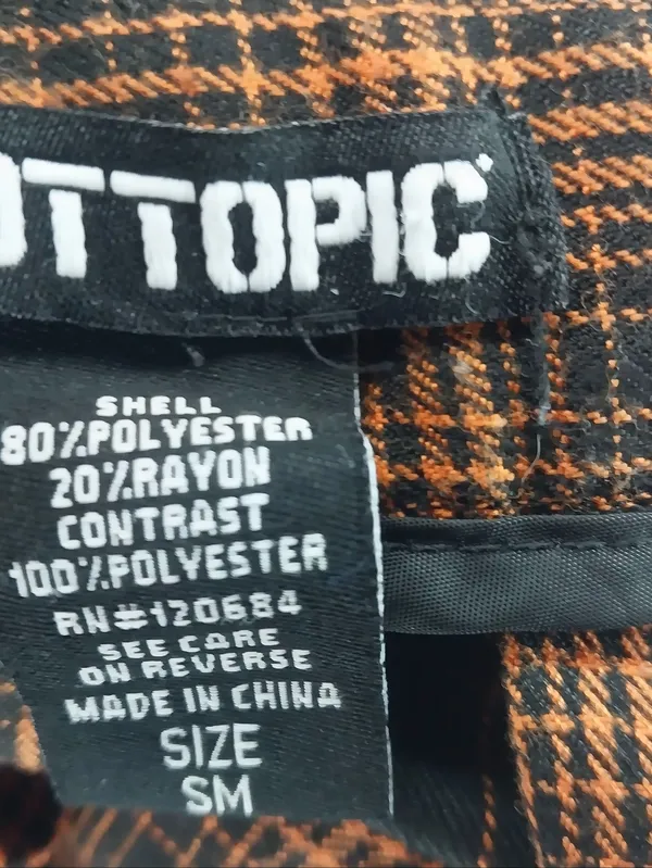 Hot Topic Pleated Orange and Black Plaid Skater Grunge Punk Mini Skirt - Image 5