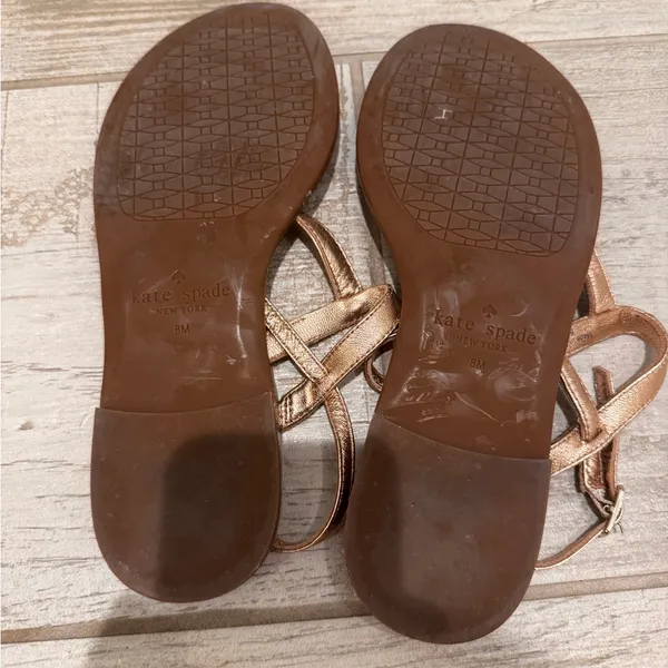 Kate Spade Rose Gold and Brown Sandals Size 8 - Image 5