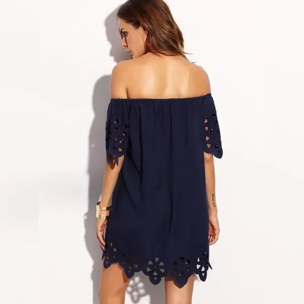 ✨Navy Off The Shoulder Hollow Shift Dress✨ - Image 3