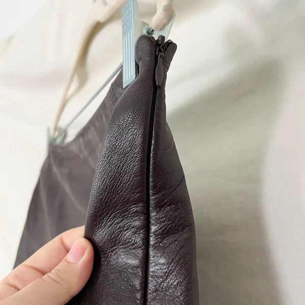Vintage Made in Canada dark brown Genuine Leather Skirt 8 / M - Image 3