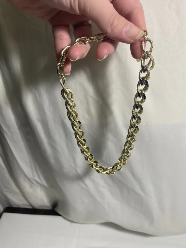 Vintage Gold Tone Textured Link Chain Necklace Adjustable Hook Closure 18-19" - Image 7