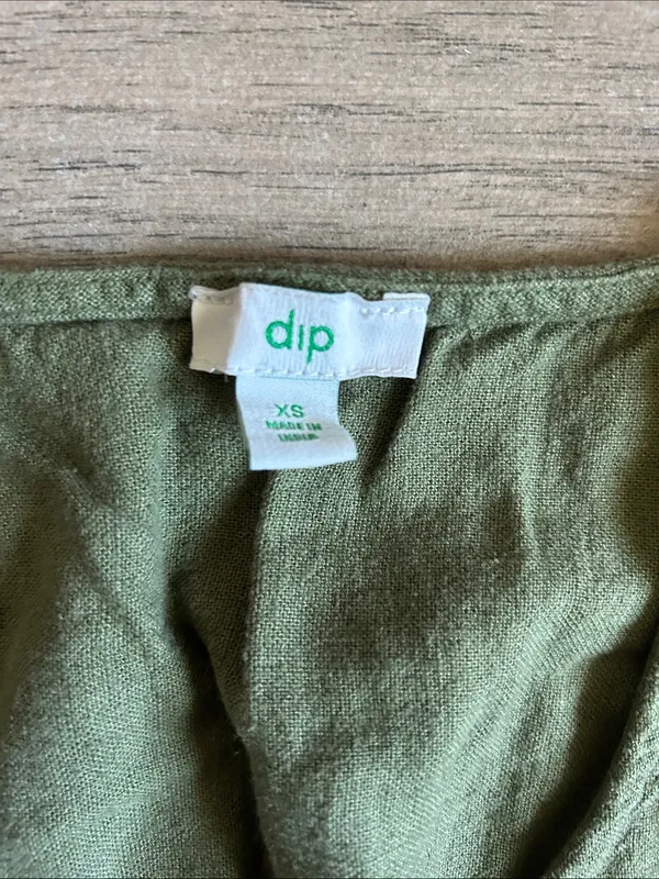 dip Olive Green Sleeveless Linen Jumpsuit - Image 2