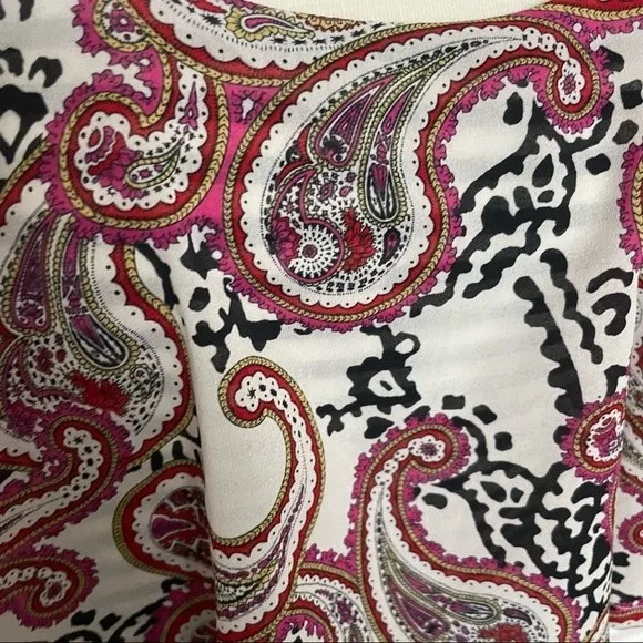 Anthropologie Meadow Rue Top Sleeveless Mixed Media Layered Striped Paisley Red - Image 8