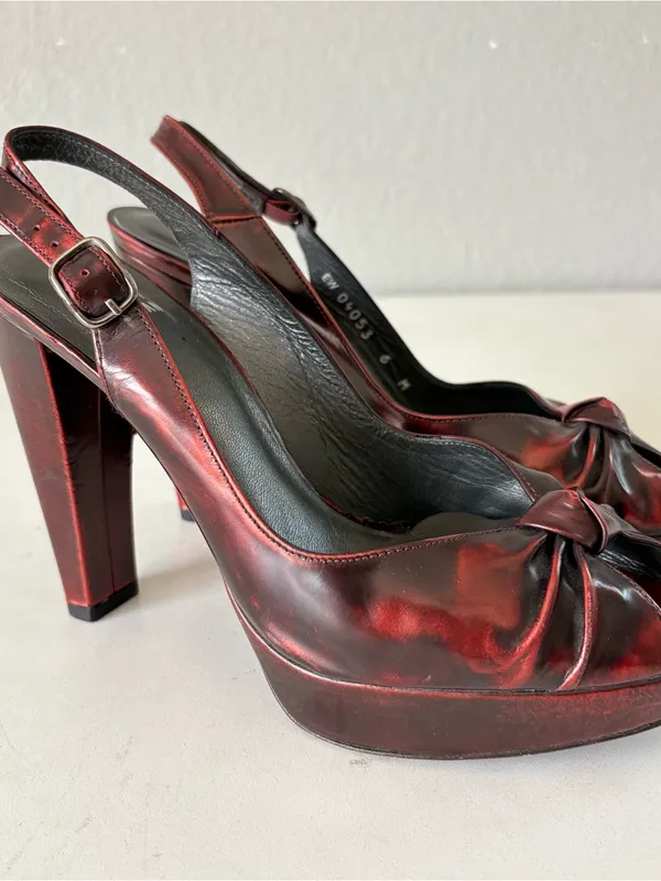 Stuart Weitzman Y2K Red Pumps Sandals Platform Extra High Heels Women’s Size 6 M - Image 3
