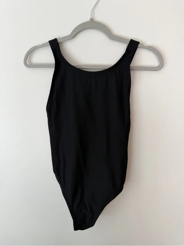 Andie The Montauk Ribbed One Piece Swimsuit Black Medium - Image 3
