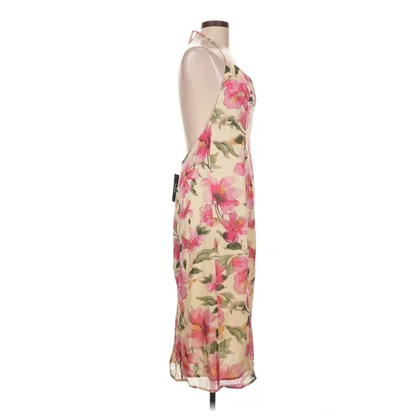 Lulus Harleigh Light Yellow Floral Halter Midi Dress Large Garden Party - Image 5