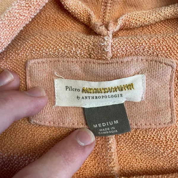 Pilcro Anthropologie Peach Pink‎ Cotton Sweatshirt Lightweight Pullover M - Image 2