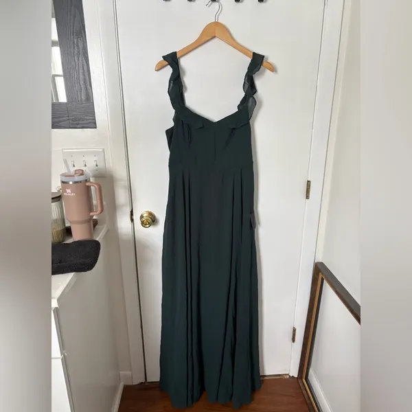 Lulus Dreamy Admiration Emerald Green Ruffled Maxi Dress Size small Bridesmaid - Image 4